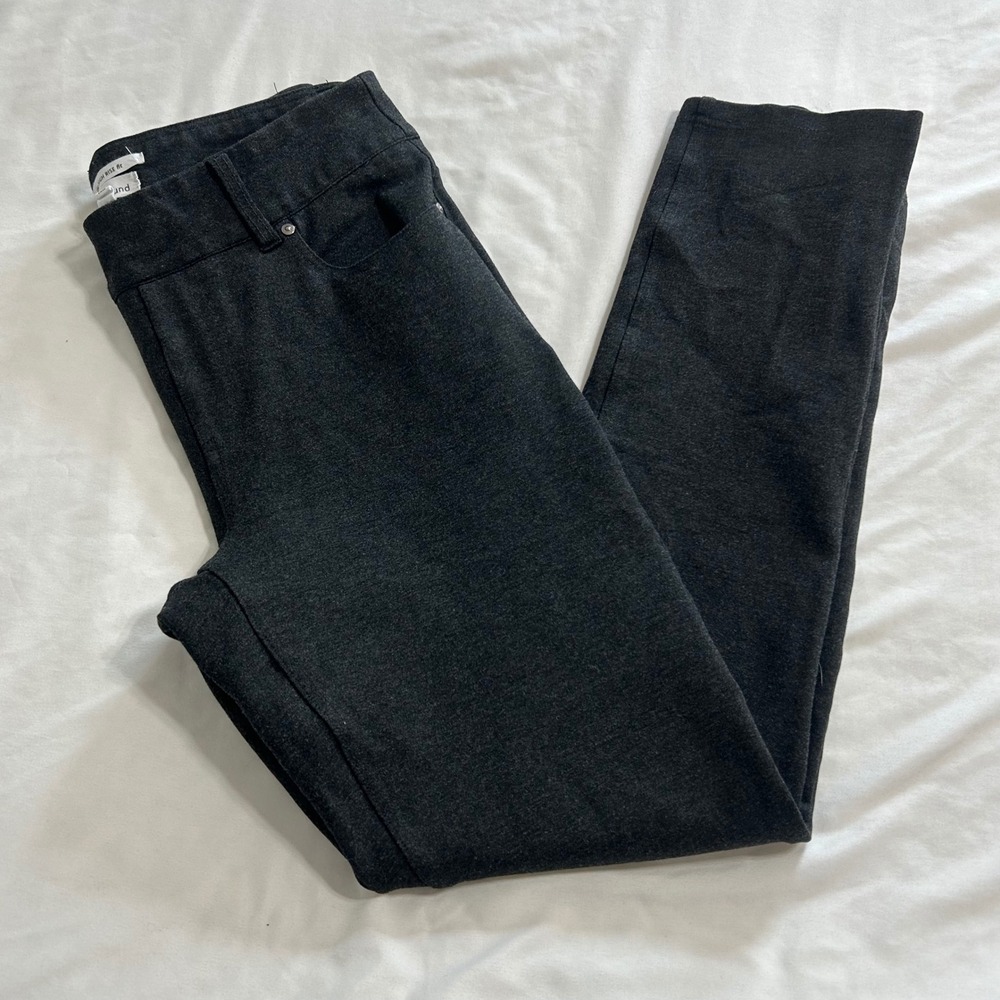 Westbound Womens High Rise Pants 8R Charcoal Gray Ponte Straight Leg Stretch